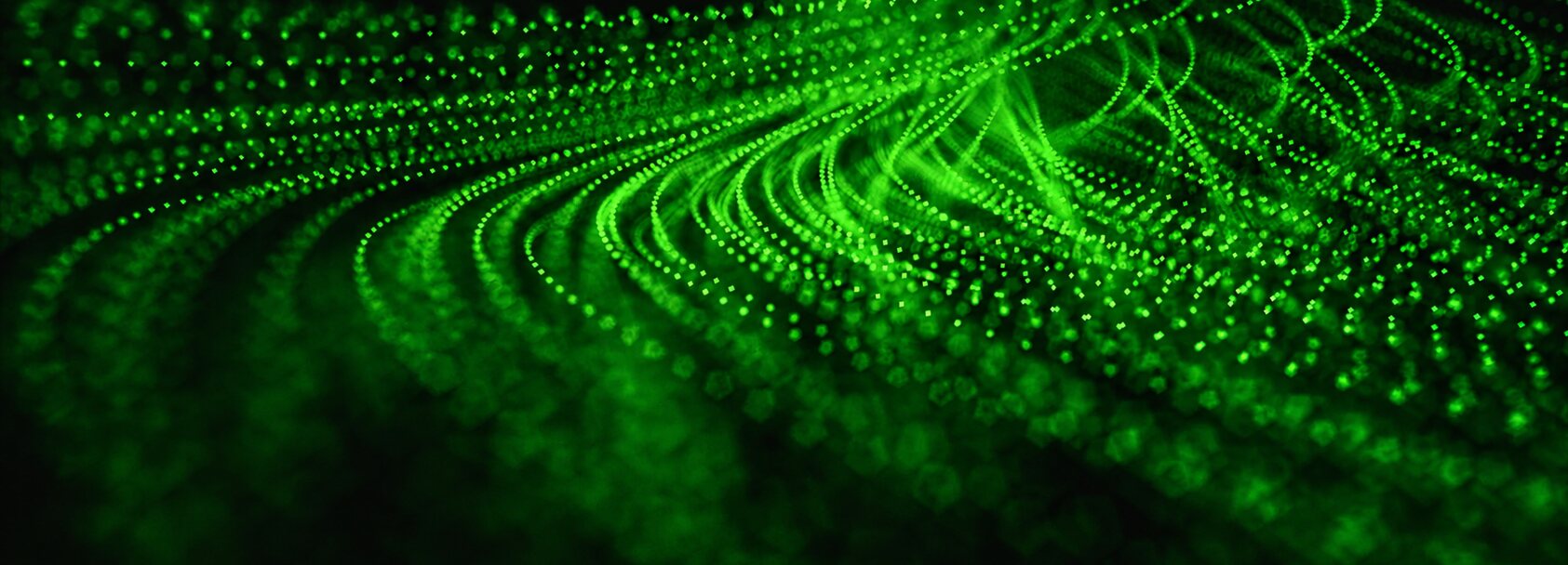 Green light trails symbolising data traceability