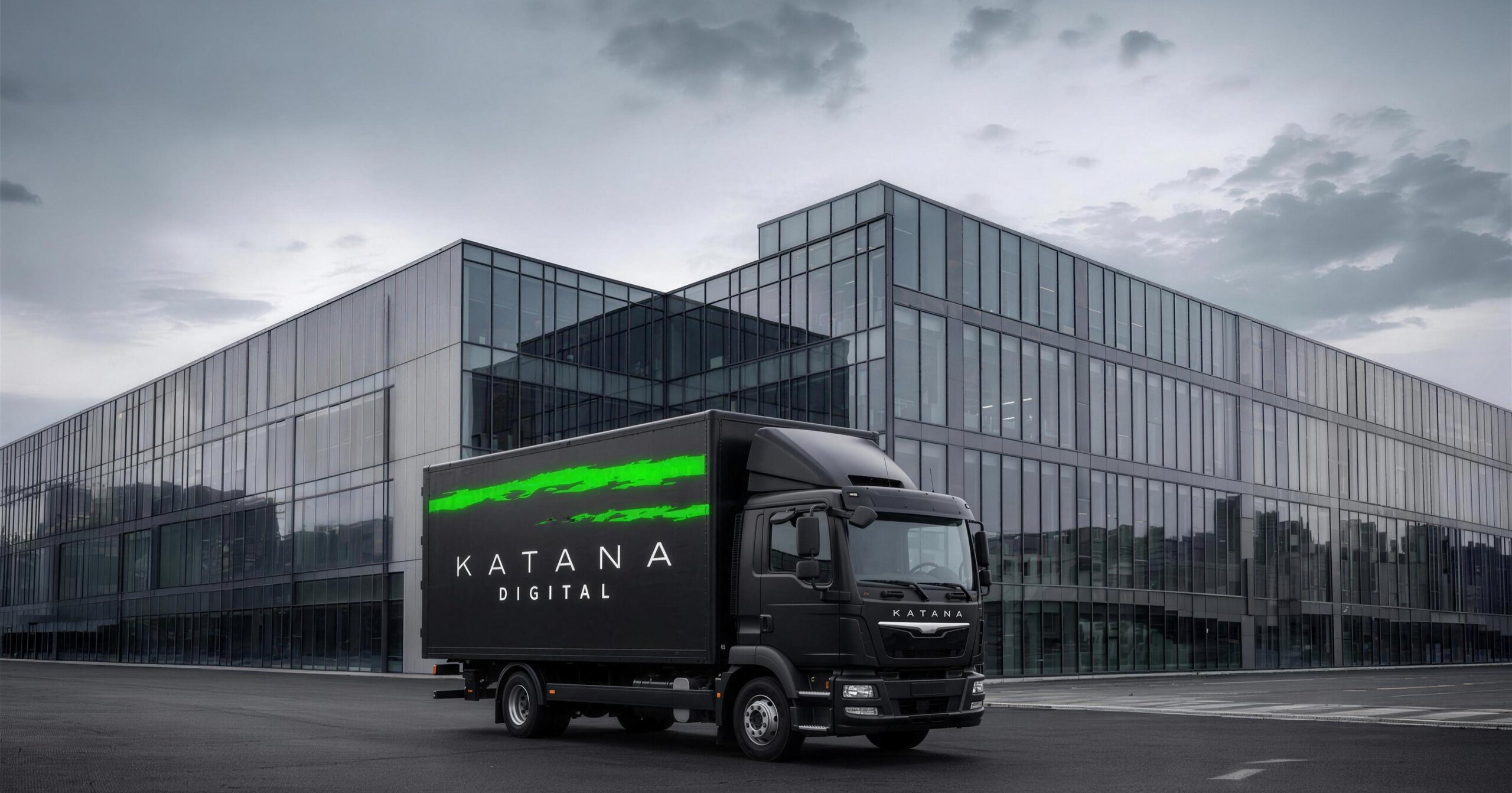 Katana Digital truck in front of an office building