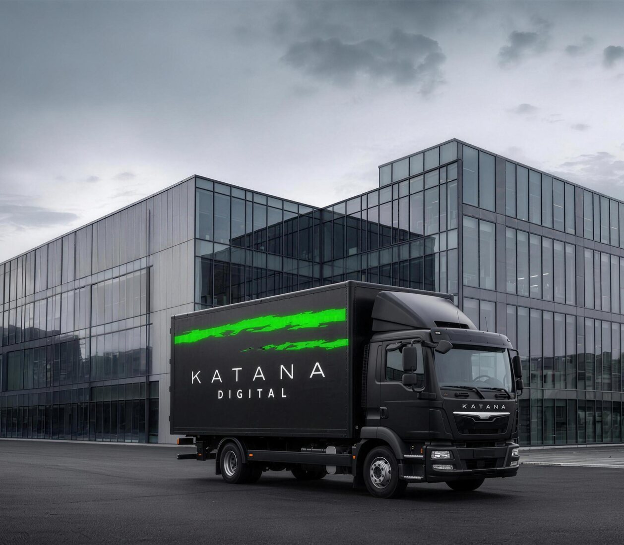 Katana Digital truck in front of an office building