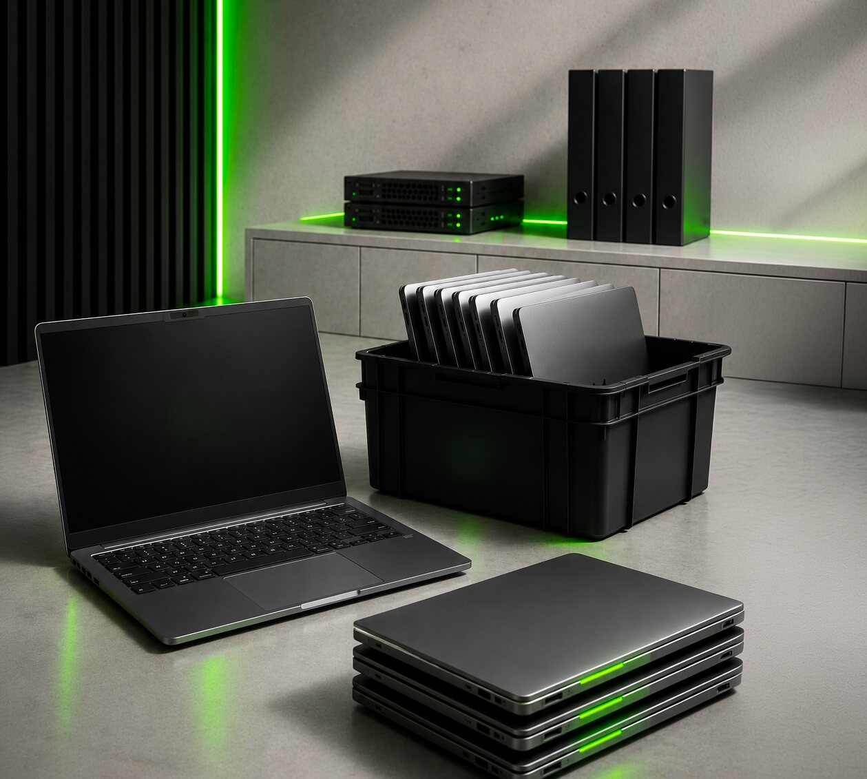 Laptops and drives prepared for resale