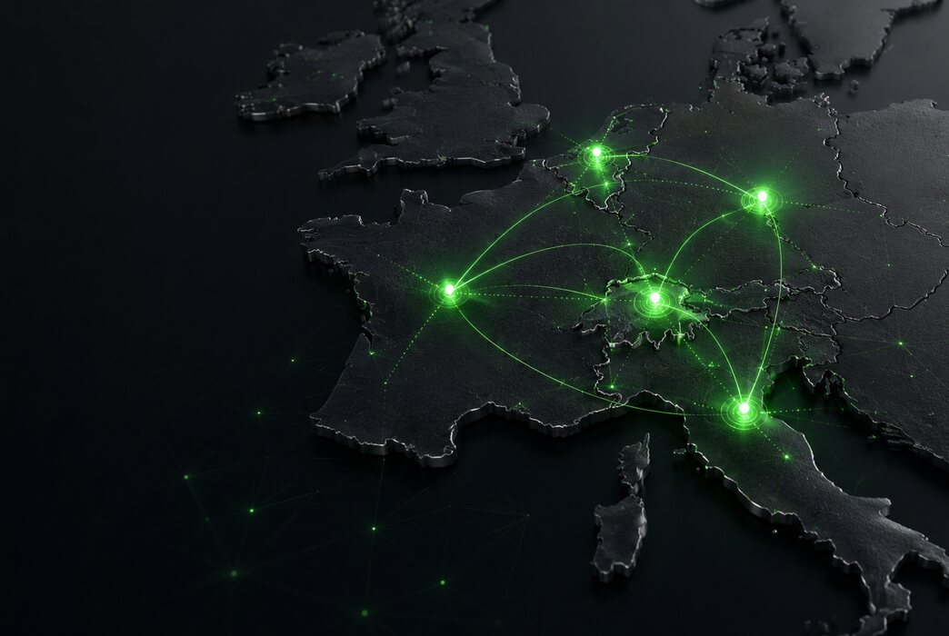 Map of Europe showing Katana Digital coverage