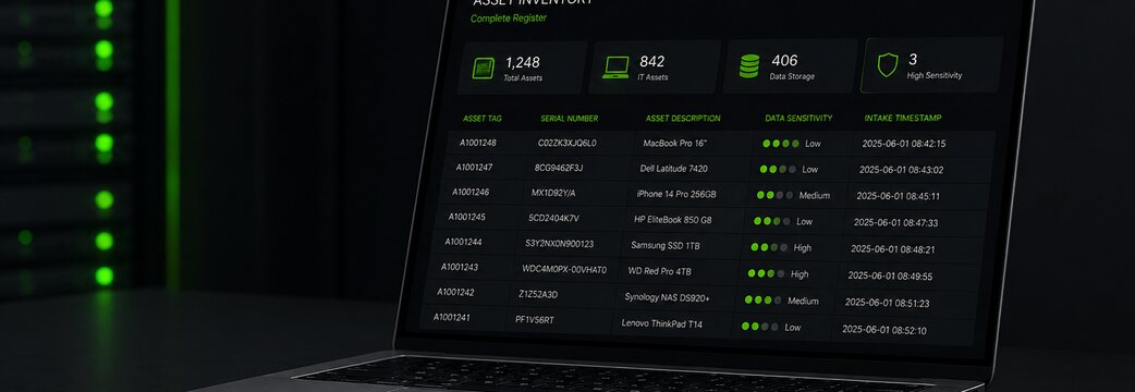 Inventory data on a laptop